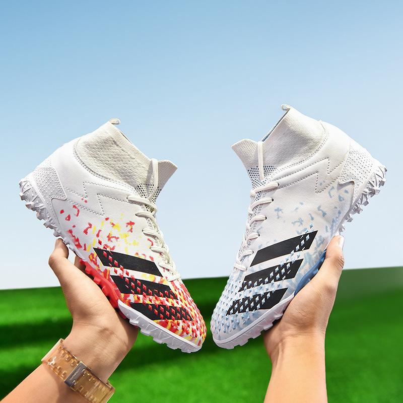 

Shoes Male and Female Students Adult Sports High Top Football Shoes Shredded Nails Training Artificial Grass Ping Older Children s Spikes 46