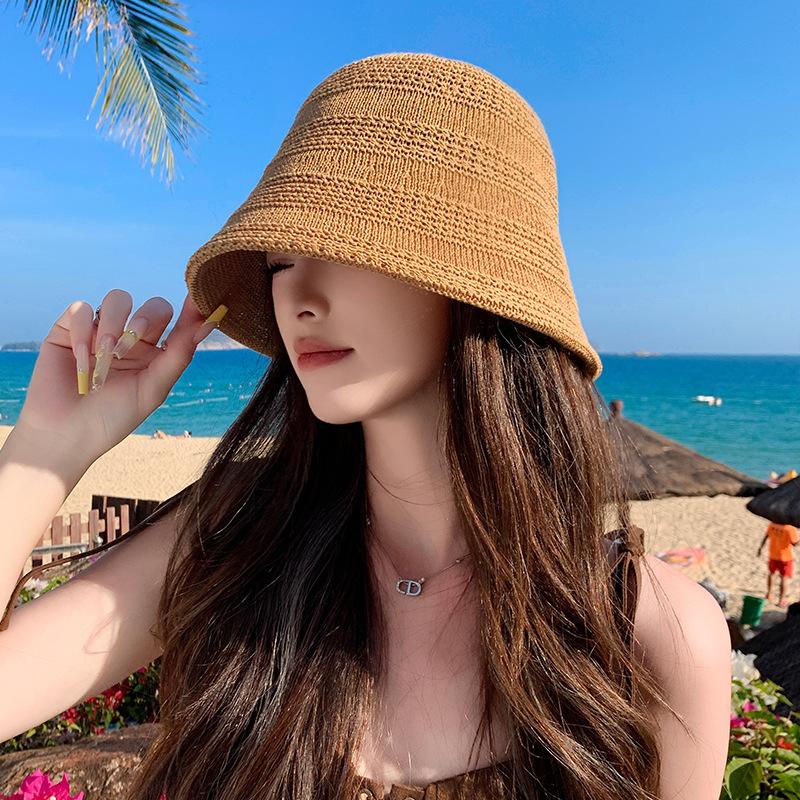 Premium Sense Silk and Linen Woven Bucket Straw Hat, Light and Breathable In Summer, Washbasin Hat, Outdoor Fashion Sun Hat