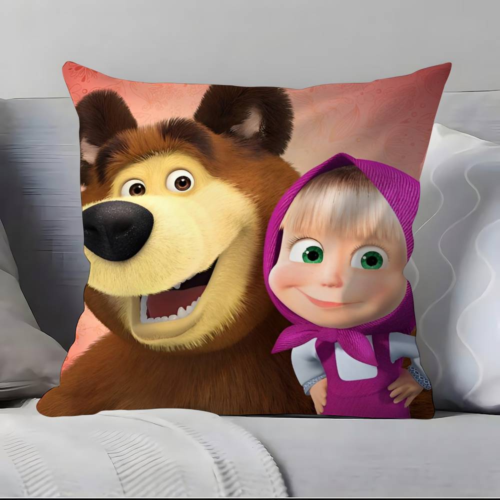 Cartoon M-M-Masha And The B-Bears Pillow Case Pillowcase Soft Skin Friendly & Comfortable With A Hidden Zipper