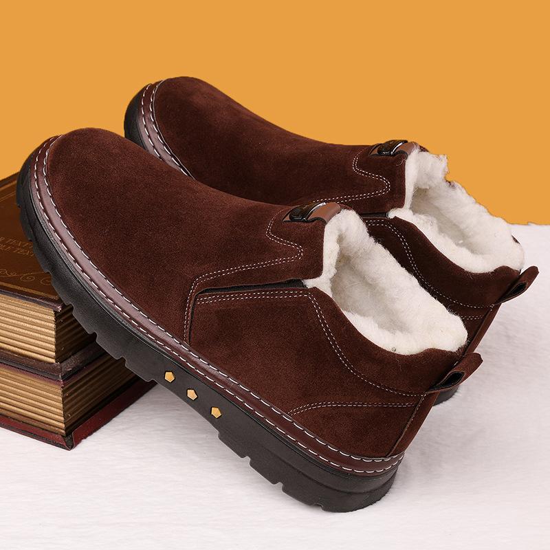 New Large-sized Winter Men's Cotton Shoes and Snow Boots Anti-slip Cold-proof Thickened Warm and Fleece Cotton Boots