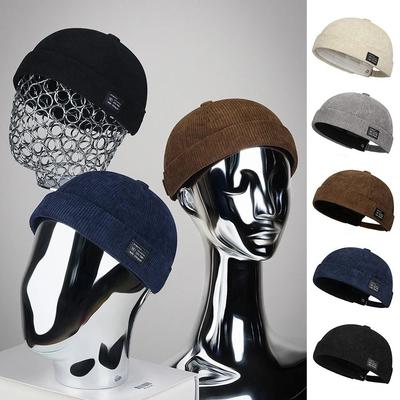 Sametová Vintage Dokerská Čepice Nastavitelná Kulatá Melounová Čepice Módní Hip Hop Klobouk Streetwear