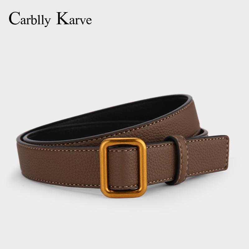 Women s Retro Leather Belt: Genuine Brown Cowhide with Metal Design 100 cm