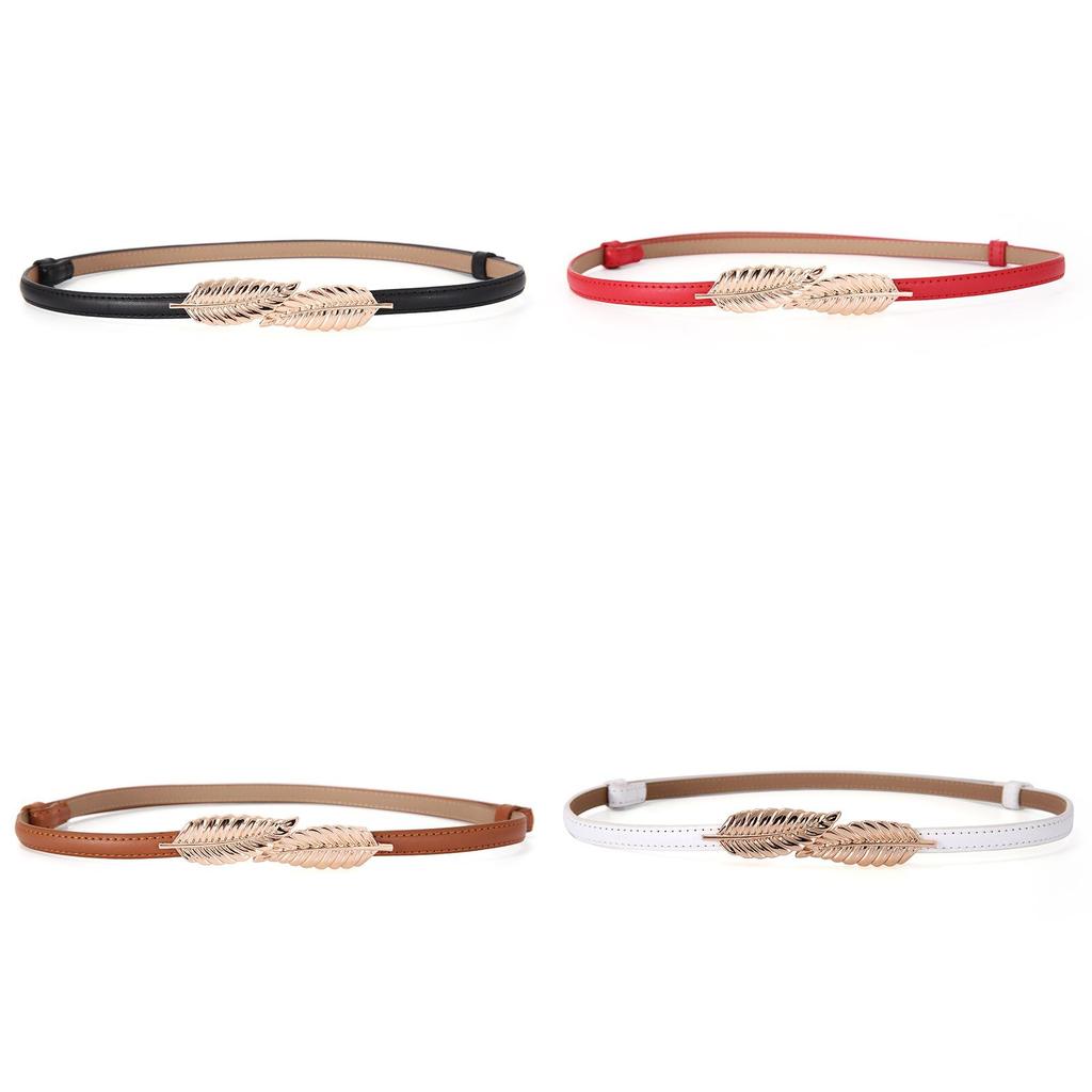Leather Adjustable Belt For Dresses With Leaf Buckle And Smooth Closure For Womens Fashion