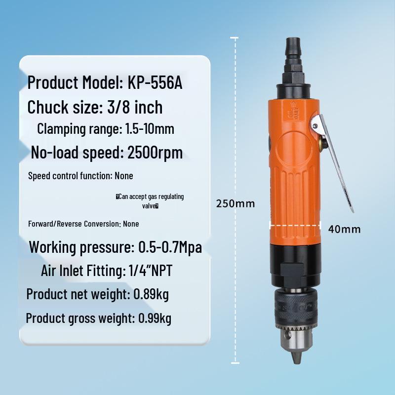 Gaobao 3/8" Industrial Pneumatic Air Drill, 10mm Straight Handle, Lightweight Air-Powered Wood Drilling Tool