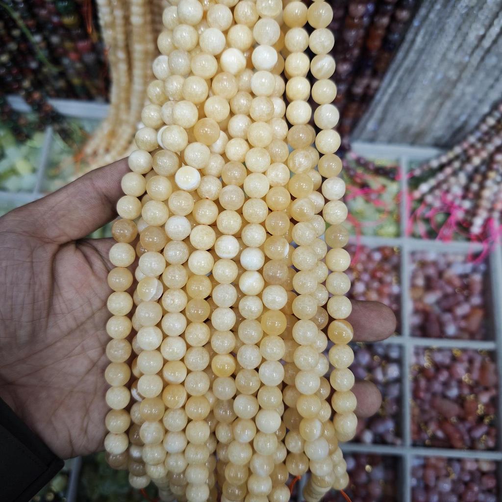 Natural Yellow Calcite Beads Bracelet 6-10mm, Round Loose Beads for DIY Jewelry