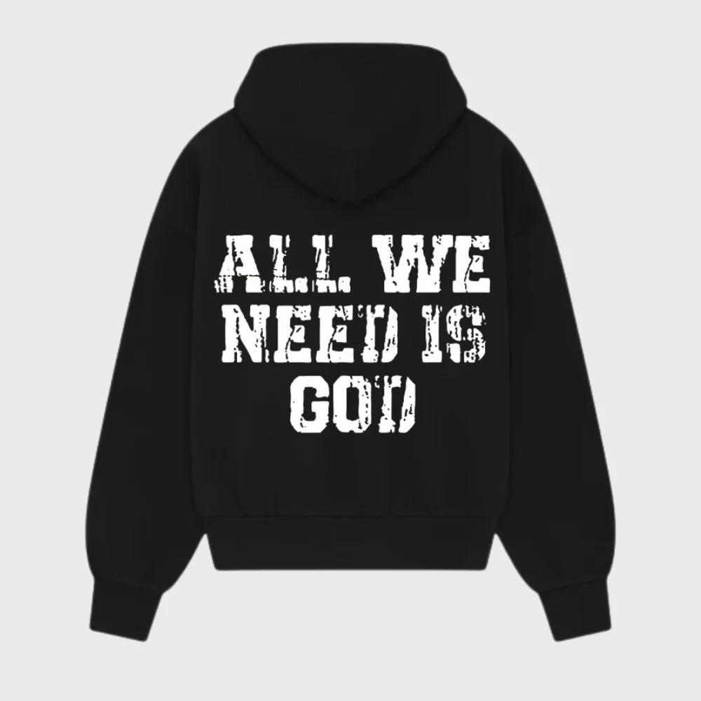 

Christian Hoodie All We Need Is God Religious Faith Hoodie Bible Verse Streetwear Oversized Pullover Sweatshirt 3XL