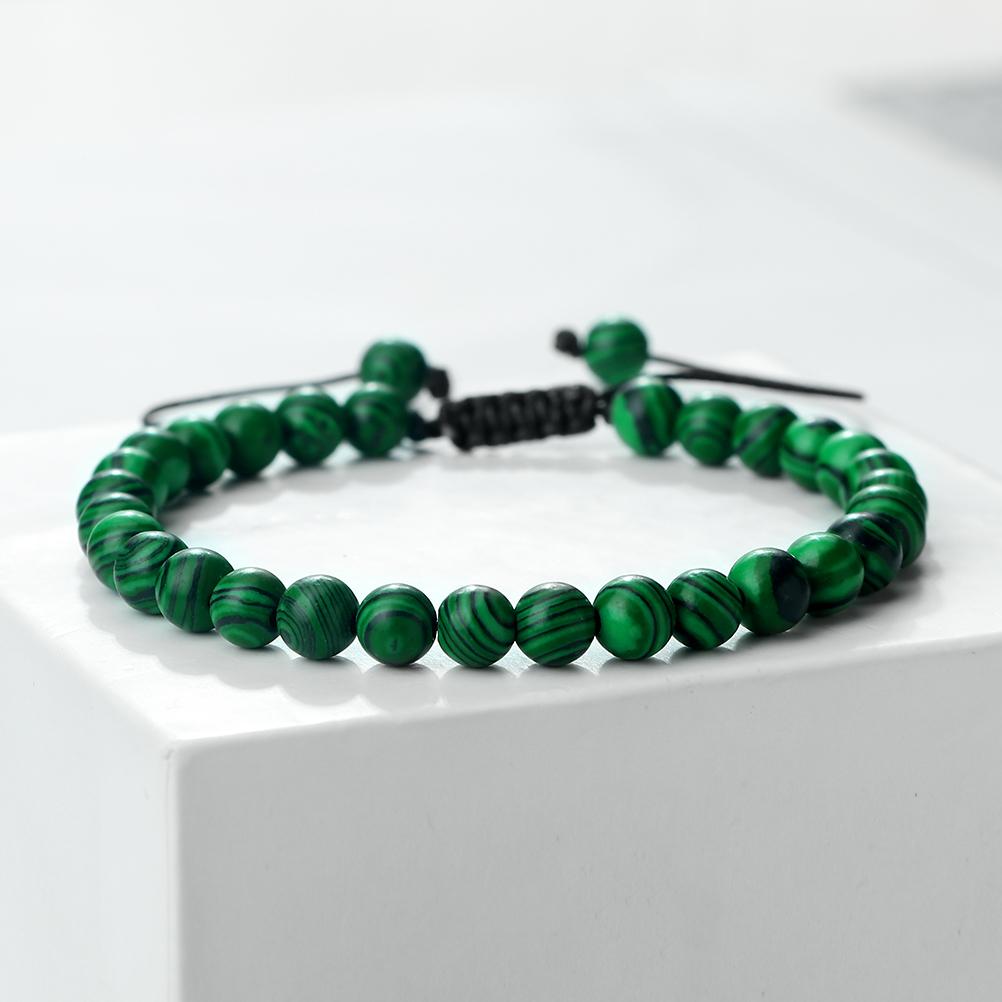 4 6 8mm Malachite Beaded Bracelet Natural Stone Green Blue Braided Bangles Handmade Healing Bracelets Jewelry Gifts for Friends