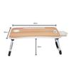 Klappbarer Laptop-Tisch aus Holzwerkstoff mit Getränkehalter, Tabletfach und Mini-Schublade (60L x 40B x 26H cm, Braun)