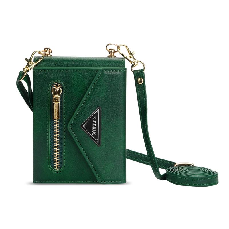 

Для Samsung Galaxy Z Flip 5 Z Flip 4 Z Flip 3 5G Чехол Роскошный держатель для карт памяти Чехол через плечо Ремешок Модная кожаная задняя крышка на молнии Carcasa Samsung z flip 5 зелёный