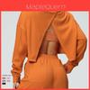 Sweatshirt Décontracté à Manches Longues pour Femme en Mélange Coton-Nylon pour la Course à Pied et le Fitness
