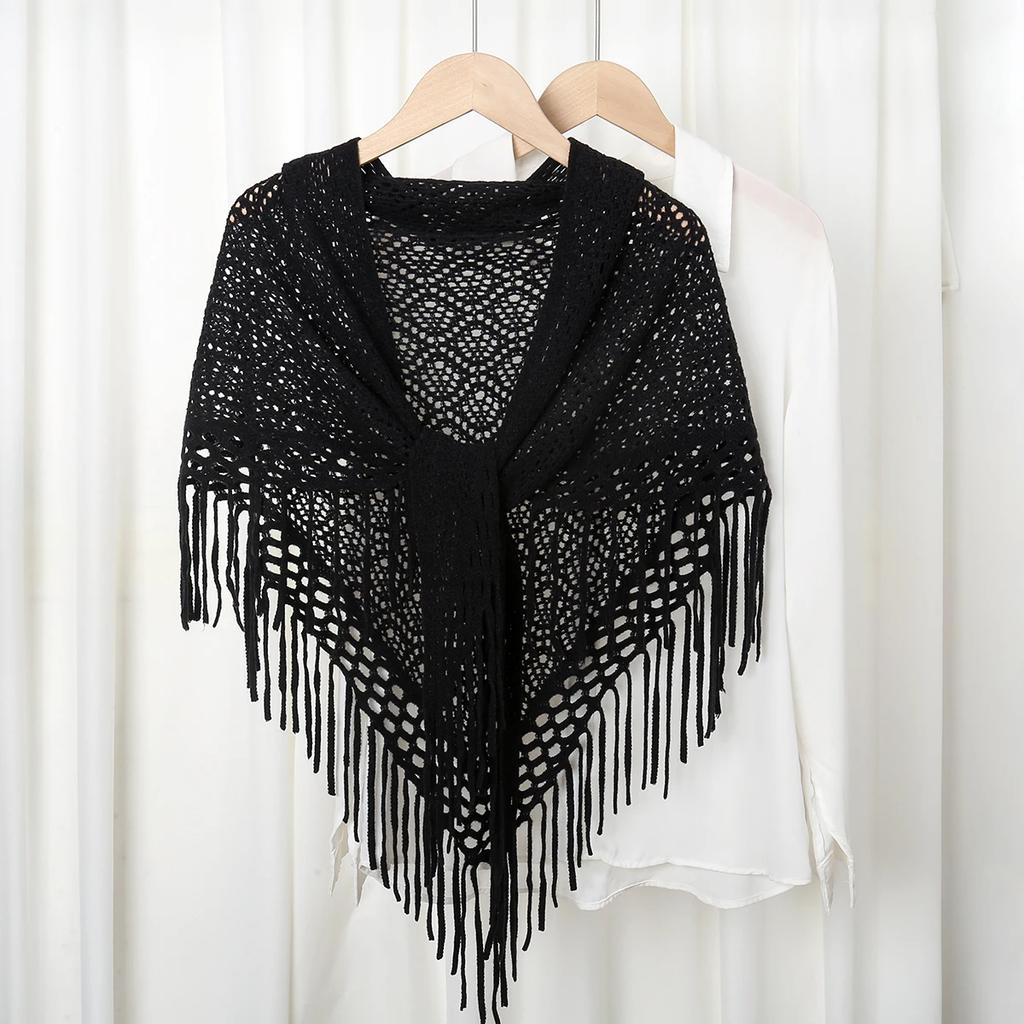 Newest Women Lace Triangle Scarf Embroidery Fringed Shawl Summer Hot Sale Female Muslim Hijiab Sun Protection Headscarf