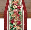 Christmas Tree Linen Table Runner Kitchen Dining Table Decor Farmhouse Table Runners for Dining Christmas Decorations 2025