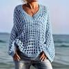 New Women's Sexy Hollow Out Knit Sun Protection Cover Up, Summer Spring Beach Knit Cover Up Top for Vacation