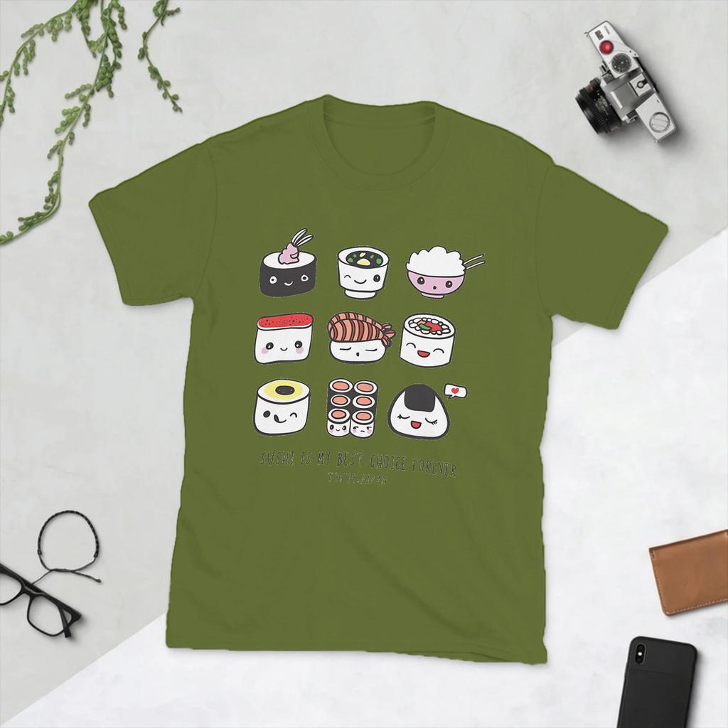 Novelty Best Choice Sushi Cute Food TShirts for Unisex Crewneck Cotton T Shirt Short Sleeve Tee Shirt Summer Tops