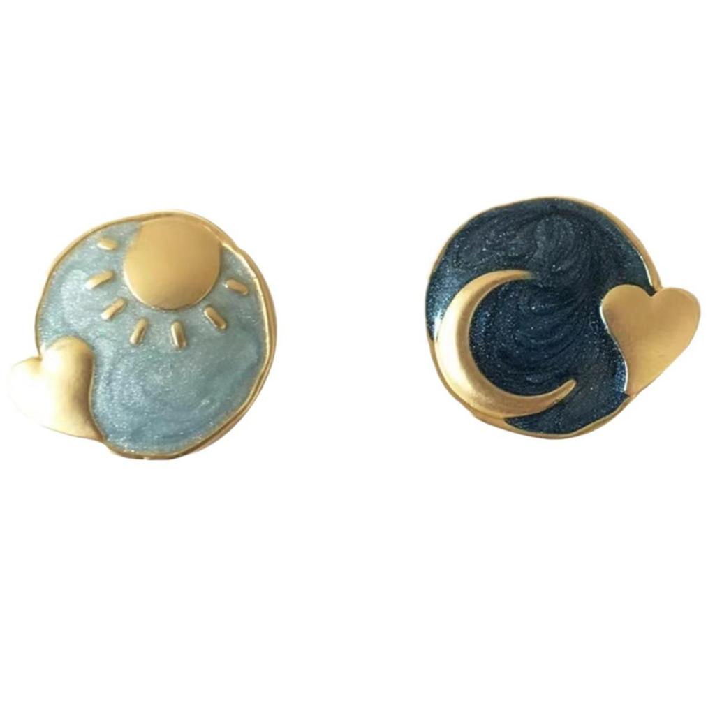 2024 Blue Planet Asymmetrical Silver Heart Earrings - Retro Chic Style