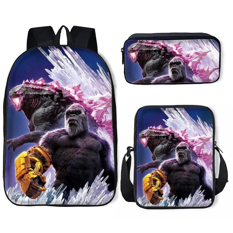 Godzilla vs. King Kong 2Godzillax Kongnoul Student Ghiozdan Geantă Etui Set din Trei Piese
