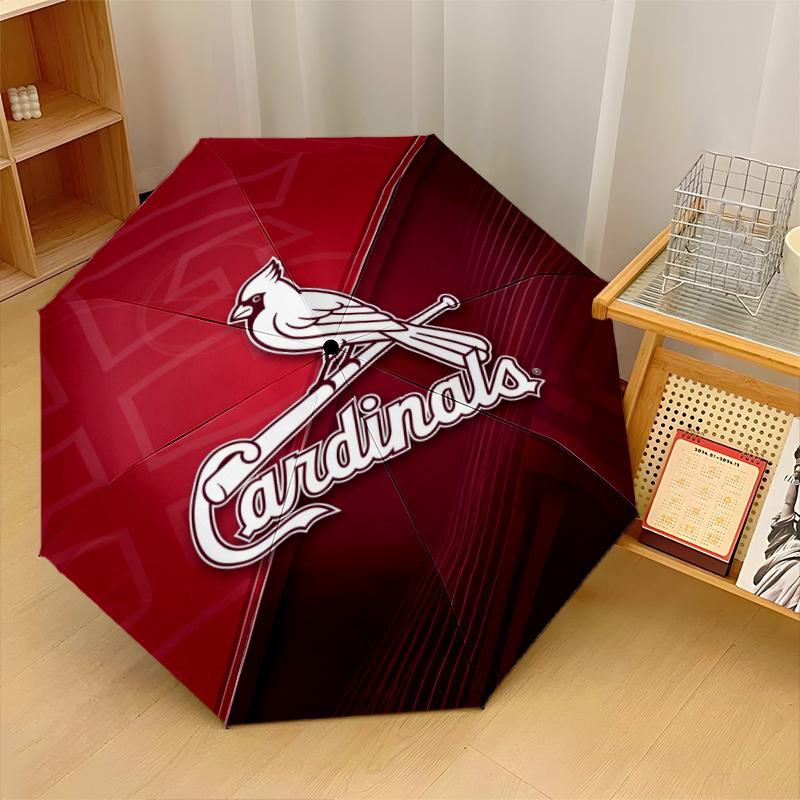 St. Louis Cardinals Print Auto 8?Ribs Folding Umbrella Wind Resistant Lightweight Automatic Umbrella For Daily Travel