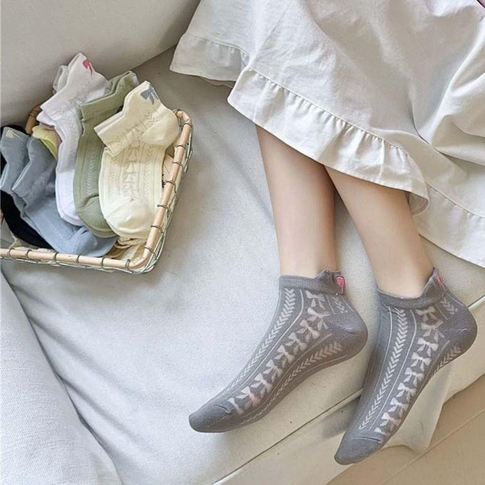 

Ballet Style Mesh Embroidery Bowknot Socks Hosiery Women s Bow Cotton Sock Breathable Lady