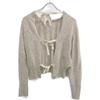 MIUMIU 21 Year Old MML495 1ZJF Beige Virgin Wool X Cashmere Back Open Ribbon Knit Pullover Tops 40 beigeUsed