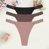 3Pcs Sexy Seamless Women's Underwear Low Waist Rhinestones Letter Thong Solid Stretch G-string Ladies Sports Bikini Lingerie New