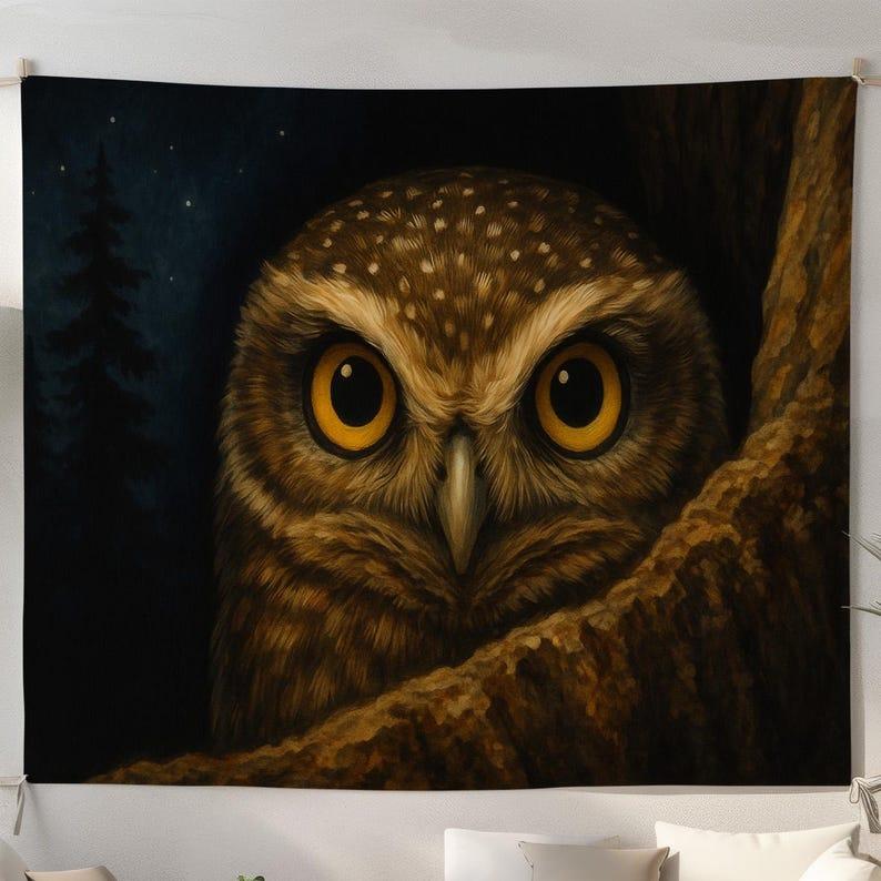owl tapestry 75x100 чёрный
