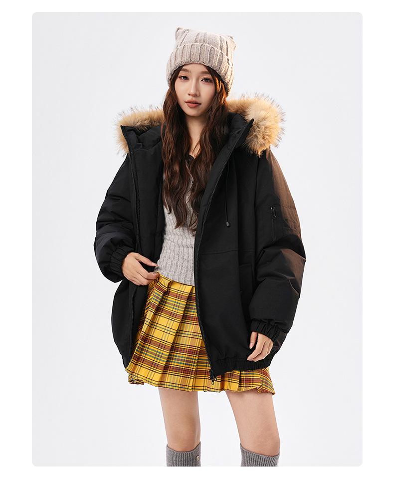 Winter Couple's Hooded Fur Collar Cotton Jacket – Stylish, Thick, and Warm with Detachable Design