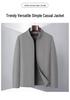 Men's Business Casual Zipper Jacket - Solid Color, Simple Cadre Style for Spring/Autumn