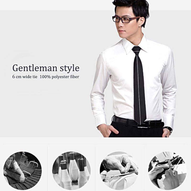 6cm Slim Ties Fashion Business Black Striped Mens Necktie Formal Male Tie