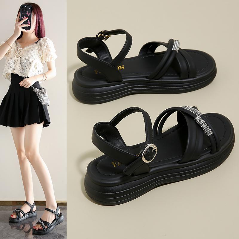 Flip Flops Platform Clogs Wedge Med Buckle Strap Female Sandal 2025 Women's Ladies Shoes Summer Soft All-Match Sandals