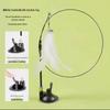 Cat Wand Teaser with Strong Suction Cup, Colorful Feathers, Steel Wire, Long Rod, Durable Design, and Bell for Self-Play