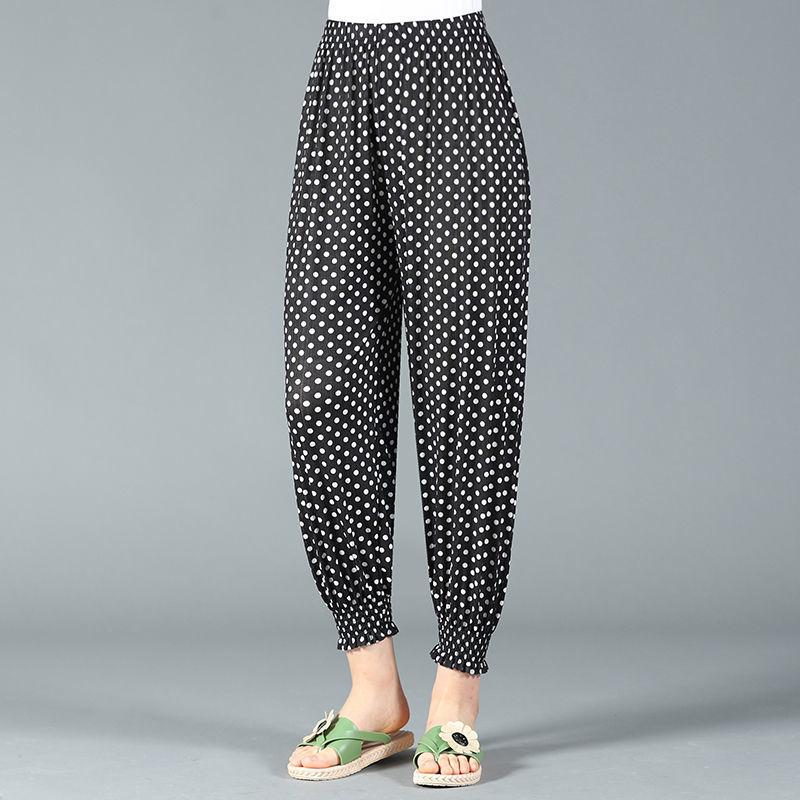 Bloomers Women's Summer Thin Section Flower Pants Large Size Loose Women's Pants Straight Nine-point Pants