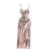 Accessible Luxury Metal Feeling Silm Niche Style Sling Dress