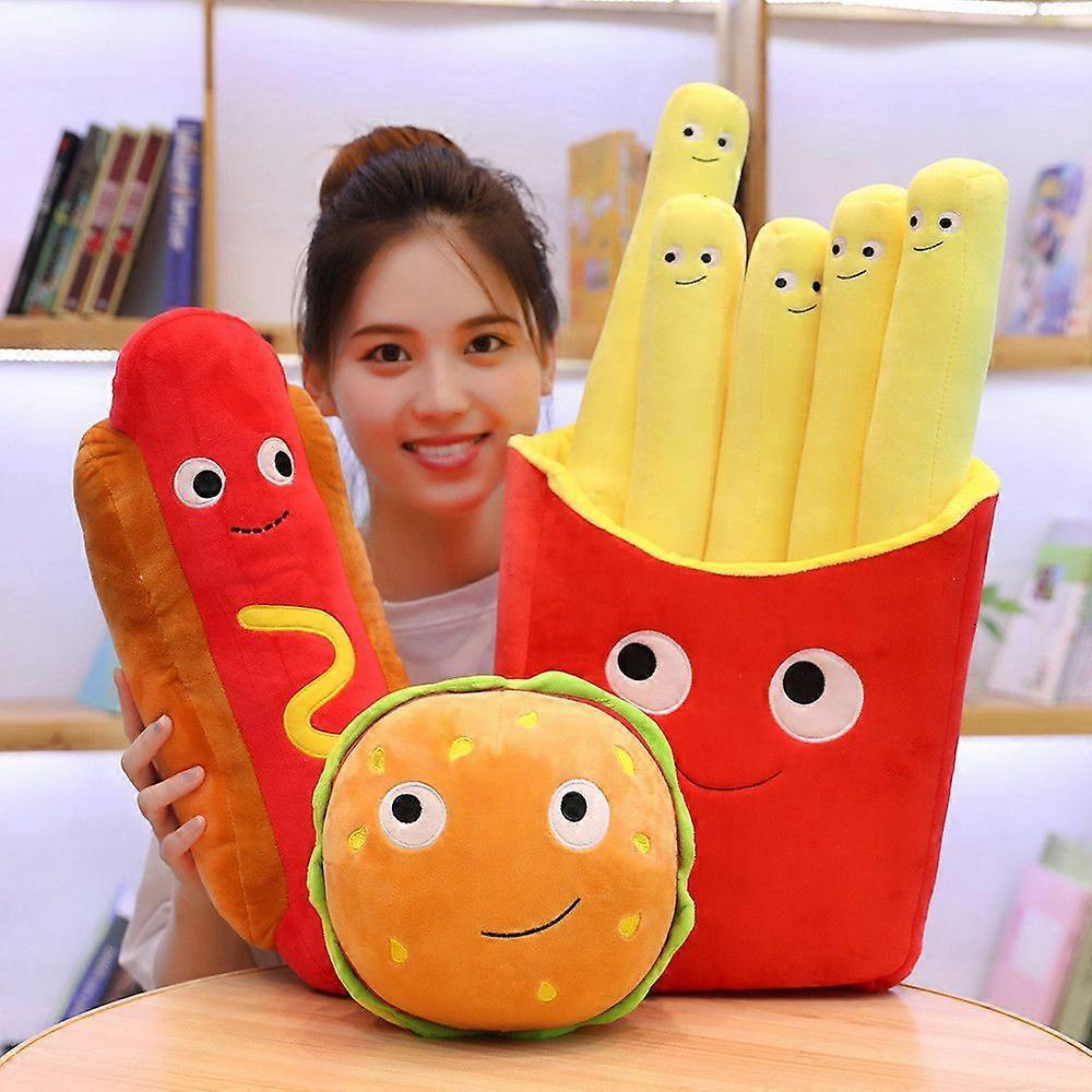 Simulation Cute Hamburger Food Toy Sausage Drink Pizza Golden Chips Emoticon Snack Plush Toy Decor Food Pillow Special Kids Gift
