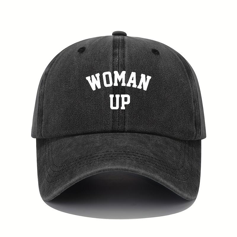 WOMAN UP Baseball Cap, Adjustable Casual Style with Lettering, Perfect for Fall Winter, Casual Headwear Lettering Cap Adjustable