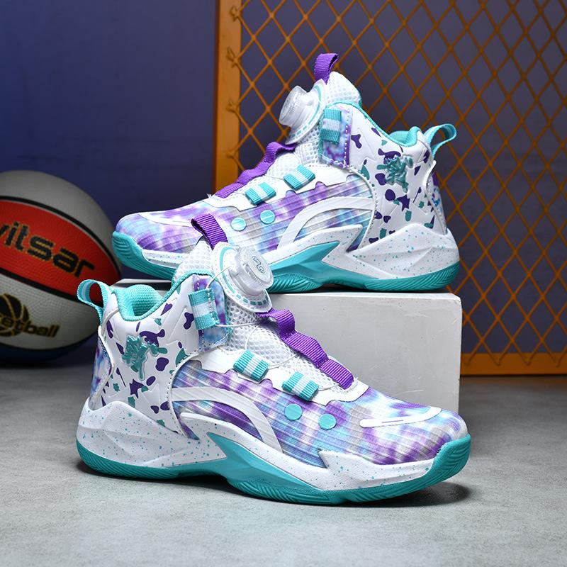 

Rotary buckle children s basketball shoes men s new youth mesh professional combat students sneakers breathable classmates 40