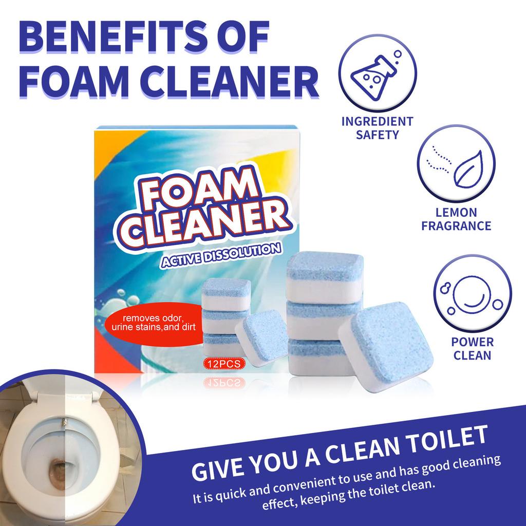 12pcs/box Toilet Cleaner Effectively Remove Stains Yellow Dirt Bacteria Odors Multifunctional Toilet Cleaning Agent