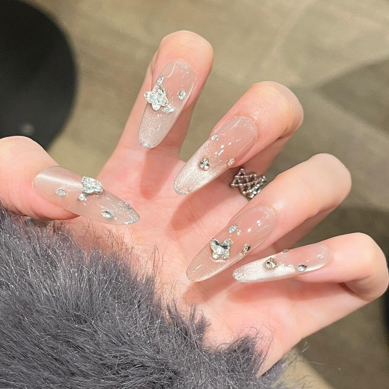 Cat's Eye Wearing Nail Pure Hand-made Nail Piece Fake Nail Wearing Nail Piece Advanced Sense Thin Dog Long