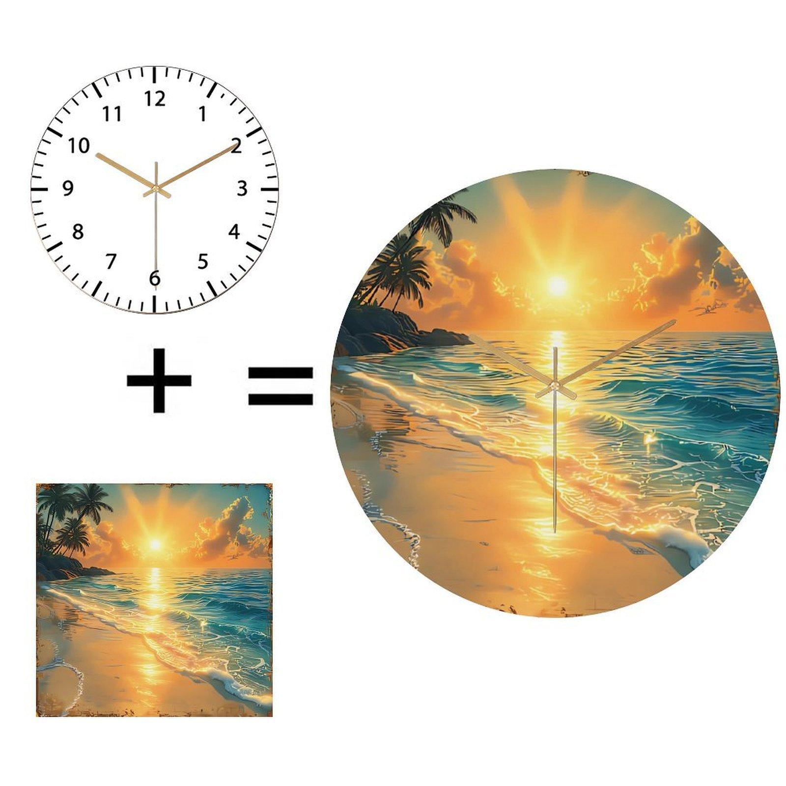 Contemporary Round Glass Wall Clock 30cm Custom Design Silent 12 in(30.48cm)