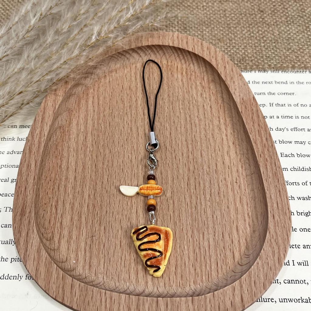 Pizza Donut Keychain: Cute Xiaohongshu-Inspired Pendant with Lanyard for Mobile Phones