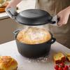Cast Iron Dutch Oven, 2-in-1 Pre-Seasoned Pot with Skillet Lid, 4.7L Cookware Pan with Proofing Basket, Bread Baking Accessories, Bread-Oven