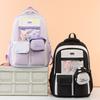 Middle School Student Schoolbag Contrast Color Multi-Pocket Backpack Waterproof Nylon Backpack