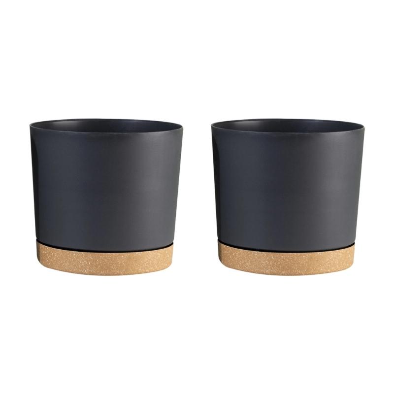 

10inch Resin Flowerpot Flower Plant Pots Balcony Courtyard Potted Plant Flowerpot with Drainage Home Garden Tray чорний/сірий колір