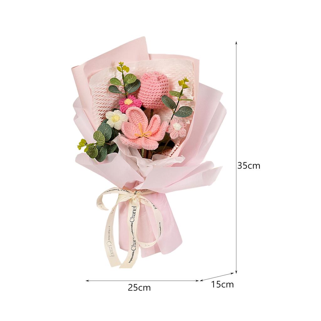 Dzianinowy Kwiat Gotowy Dekoracja Domu Bukiet Kwiatów Szydełkowych na Dzień Nauczyciela Urodziny Rocznicę Dzień Dziękczynienia Kobiety