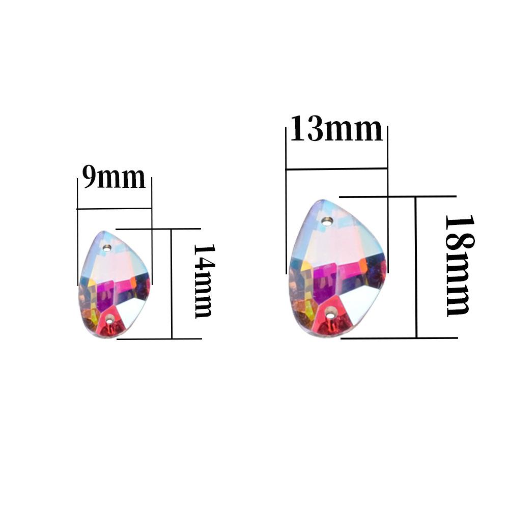 Goldfish Flat Bottom Glass Hand Seam Drill Color Double Hole Colorful Ab Crystal Flat Buckle, Glass Rhinestone Diy Material