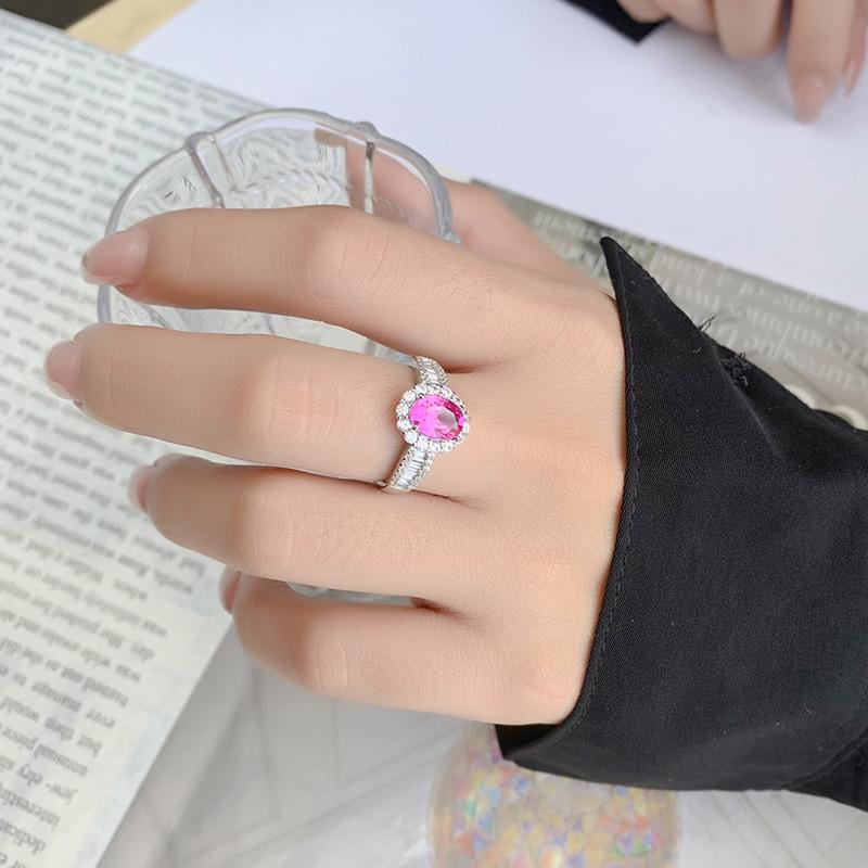 Jewelry Copper Bottom Gold-Plated Simulation Color Treasure Corundum Oval Retro Shape 6 * 8