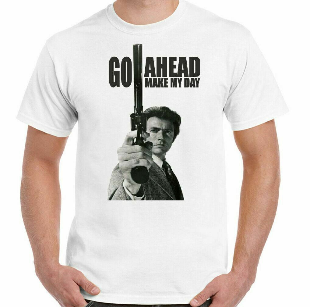 26 GO AHEAD MAKE MY DAY T-SHIRT Clint Eastwood Dirty Harry Movie Punk Mens Tee Top Unisex T-Shirt M