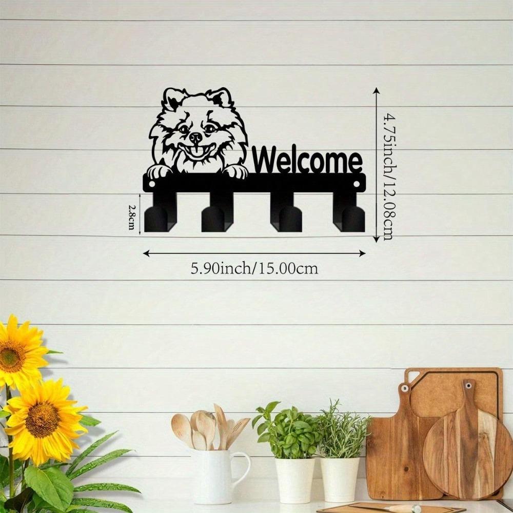 Metal Key Hook Wall Mount for Dog Lovers, Cute Pomeranian Design Key Holder, Ideal for Office Kitchen Bathroom Porch Decor, 5.90 Inch Artisan Craft TY-101106