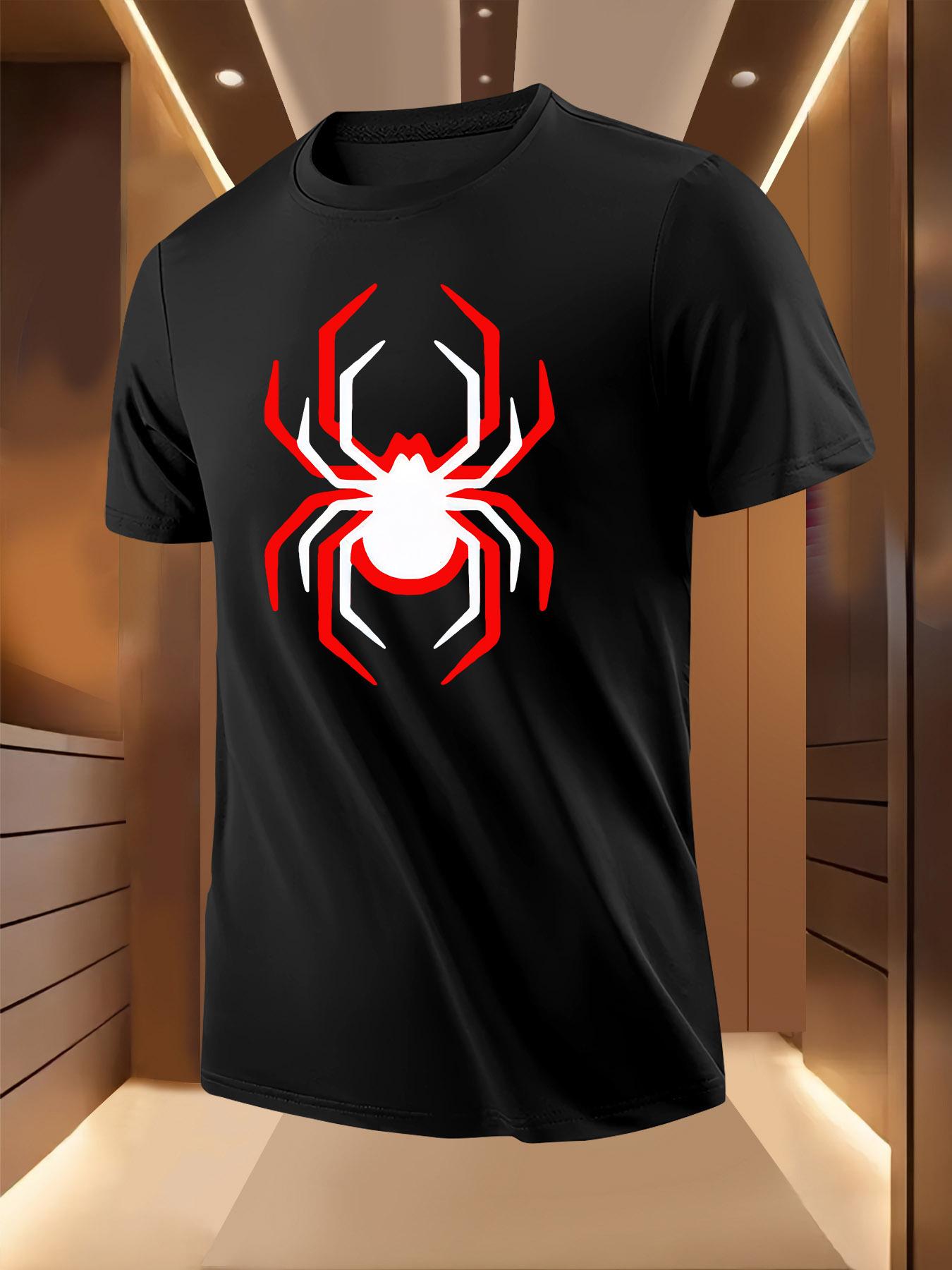 Spider Graphic Tshirt - Bold Red Black Spider Print Tee L