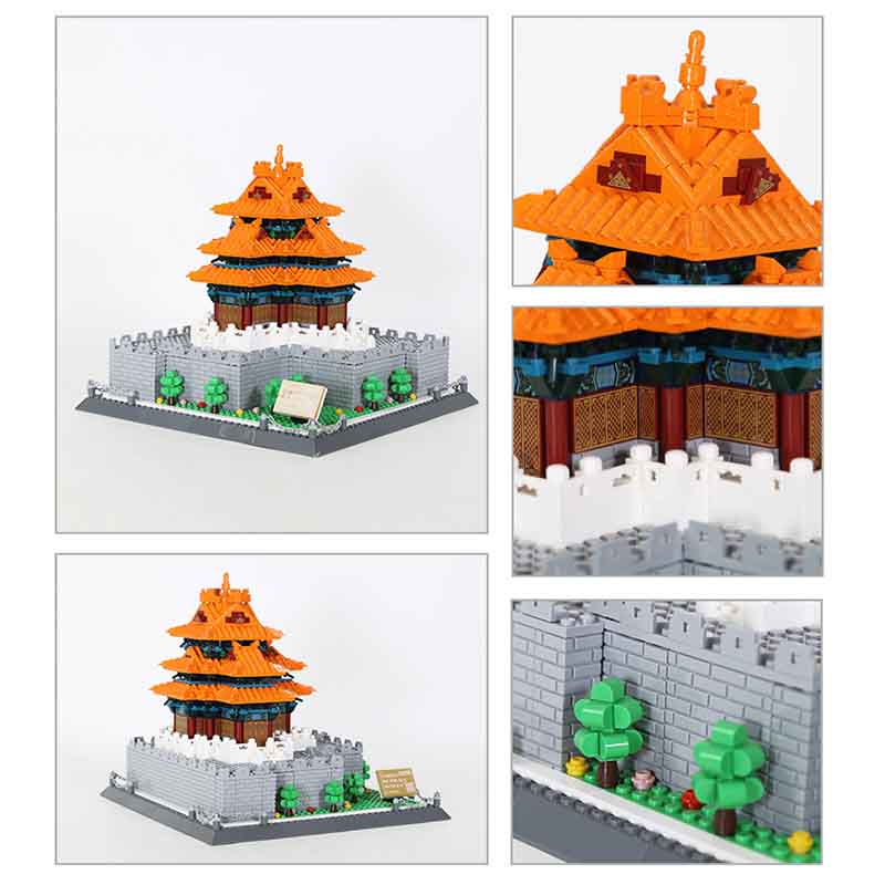 Moc 1252Pcs Creative Beijing Forbidden City Corner Tower Urban Street View Building Block Diy Model Children'S Puzzle Toy