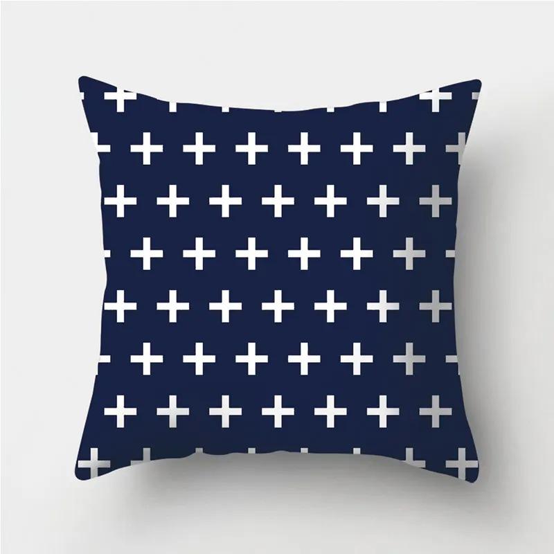 Dark Blue Geometric Pattern Decorative Pillowcase Bedding Home Decoration Cushion Pillowcase